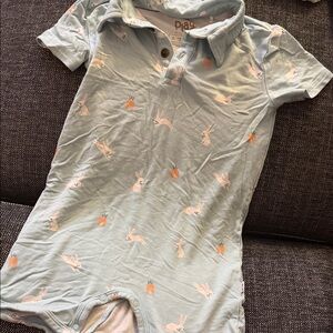 Little Sleepies Light Blue Easter Bunny Short Romper